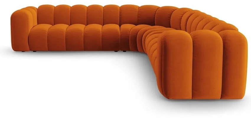 Zamatová modulárna rohová pohovka v tehlovej farbe Lupine – Micadoni