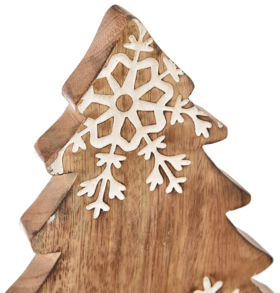 4Home Dekorácia z mangového dreva Snowflake Tree, 33 cm