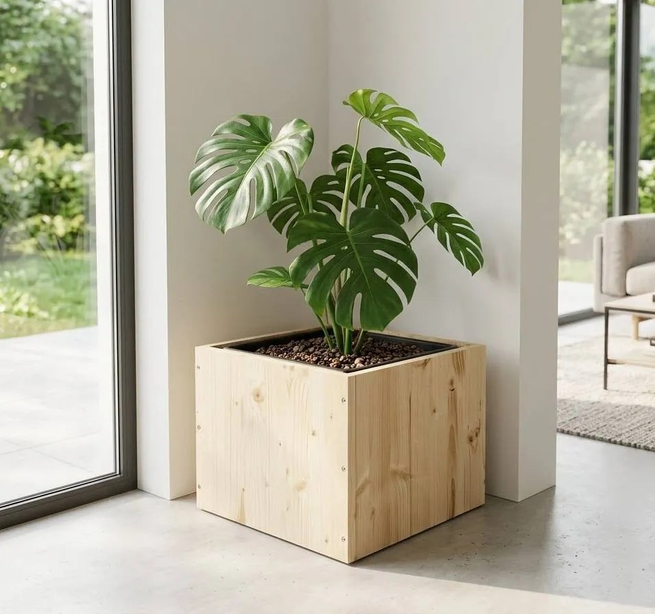 AMADEA Drevený obal s kvetináčom, 33x33x24cm Český výrobok