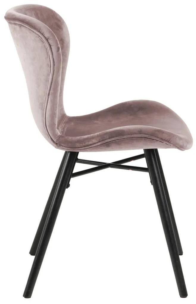 stolička BALTEA zamat tlmená ružová / nohy čierne - moderná do obývacej izby / jedálne