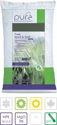 Trávnikové hnojivo Pure Sport & Golf, 12-5-5+3MgO, dĺžka 6-8 týždňov, 25