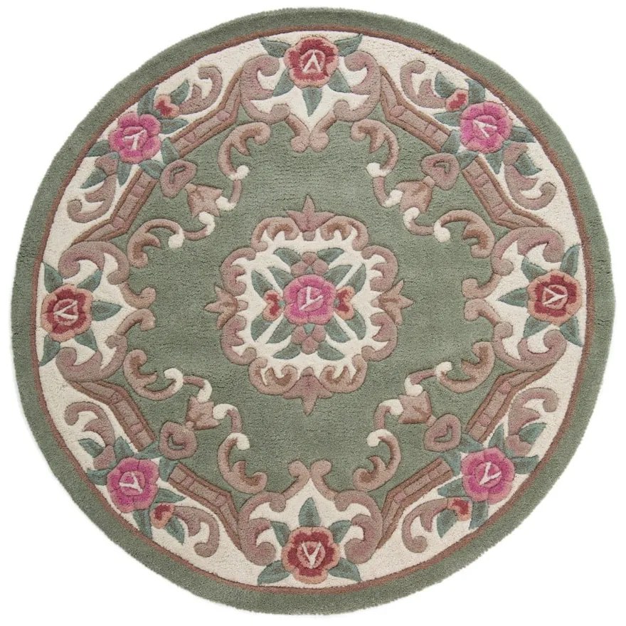 Zelený vlnený koberec Flair Rugs Aubusson, ⌀ 120 cm