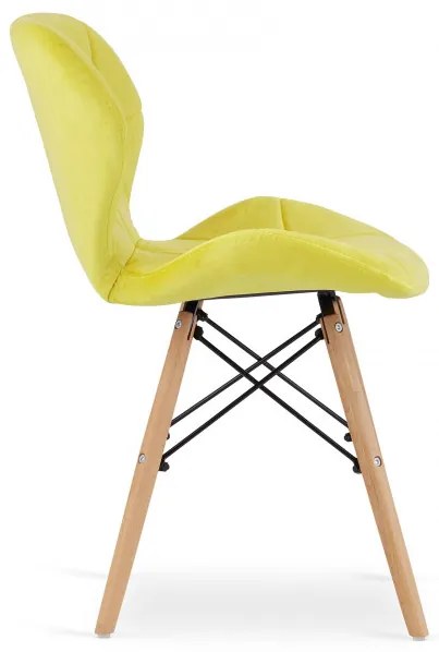 Set troch jedálenských stoličiek LAGO žltá (hnedé nohy) (3ks)