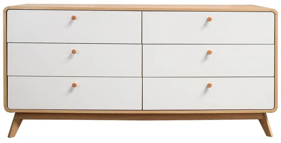 Nízka komoda v dekore duba v bielo-prírodnej farbe 150x74 cm Caitlin – Støraa