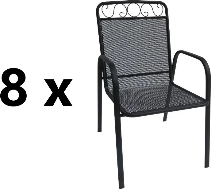 Záhradná kovová stolička 8 ks BABU, čierna