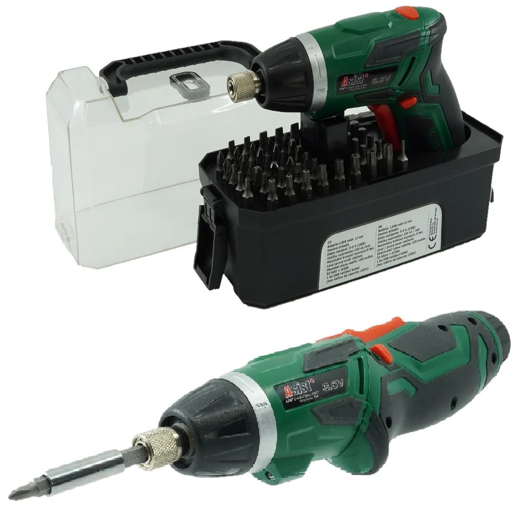 ASIST Aku skrutkovač 3,6V Li-ion, s 52ks príslušenstvom