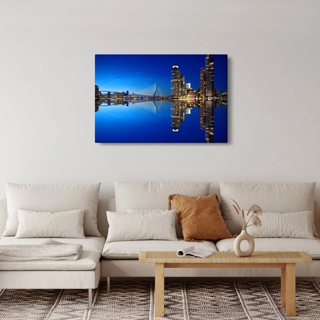 Obraz - nočný Rotterdam (90x60 cm)