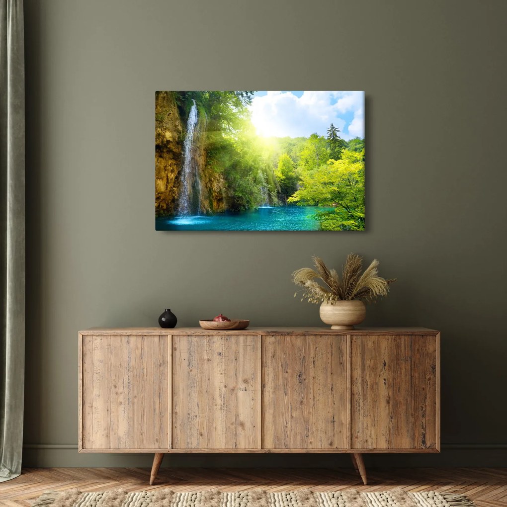 Obraz - vodopády v pralese (90x60 cm)