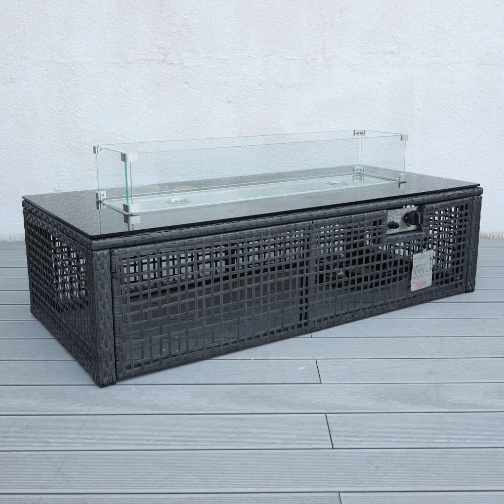 Súprava záhradného nábytku Excelentur s ohniskom 3+2+1 sivá