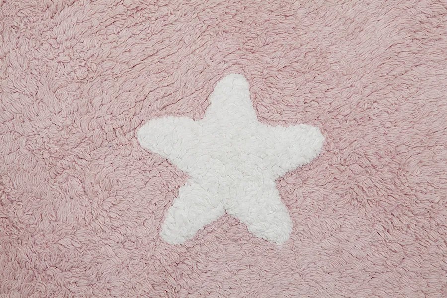 Lorena Canals, Prírodný koberec, ručne tkaný Stars Pink-White, 120x160, ružová, detská izba