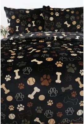 Obliečky mikroplyš Exclusive – Psie labky čierne 140 × 200 cm, 70 x 90 cm