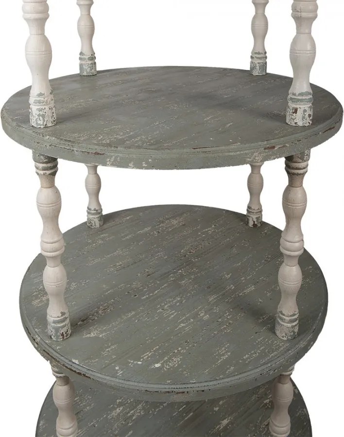 Béžový antik voľne stojaci okrúhly drevený regál Brocante - Ø 80*175 cm