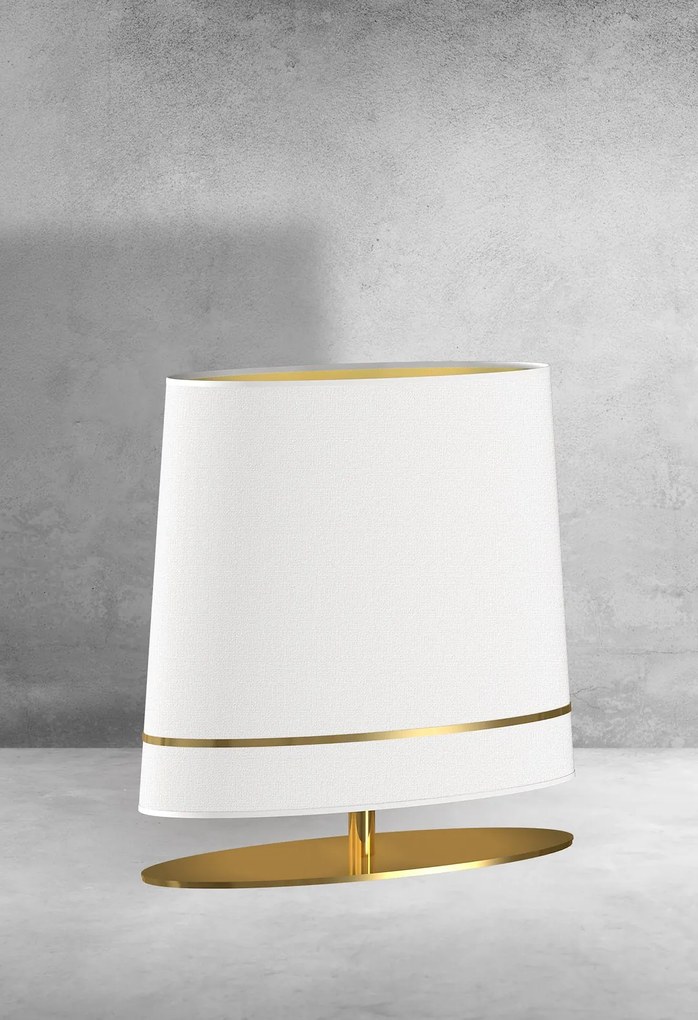 Stolná lampa Bootes, 1x biele/zlaté textilné tienidlo, g