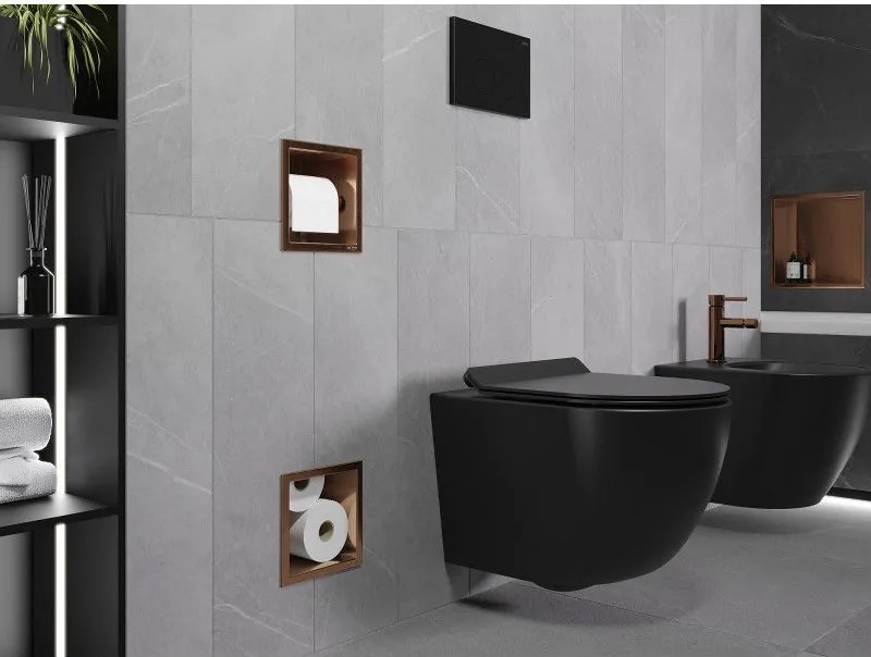 Mexen X-Wall-BP, zapustený držiak na toaletný papier so zásobníkom, medená matná - 19C4