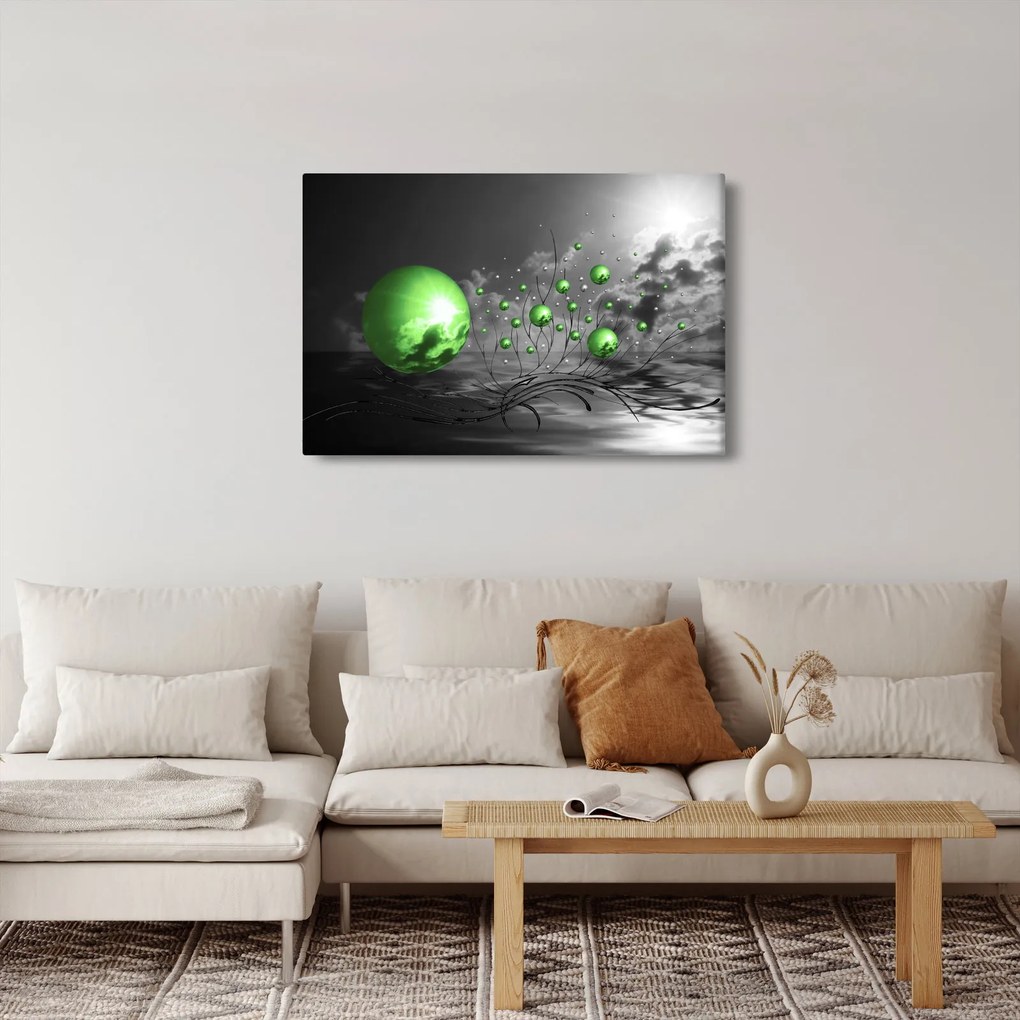 Obraz zelených abstraktných gulí (90x60 cm)
