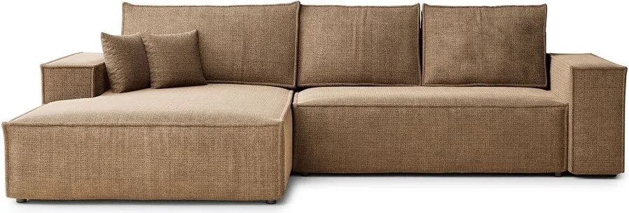 Svetlohnedá ženilková rozkladacia/s úložným priestorom rohová pohovka (ľavý roh/s leňoškou) Maze – Maison de Rêve