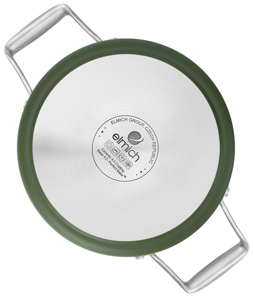 Elmich Nepriľnavý keramický hrniec Vital Ø 20 cm (2.5L) - olivovozelená