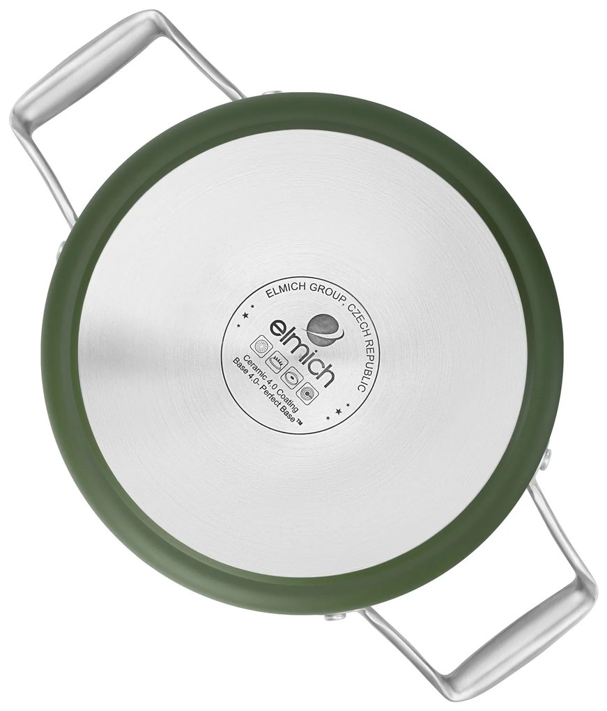 Elmich Nepriľnavý keramický hrniec Vital Ø 20 cm (3.5L) - olivovo zelená