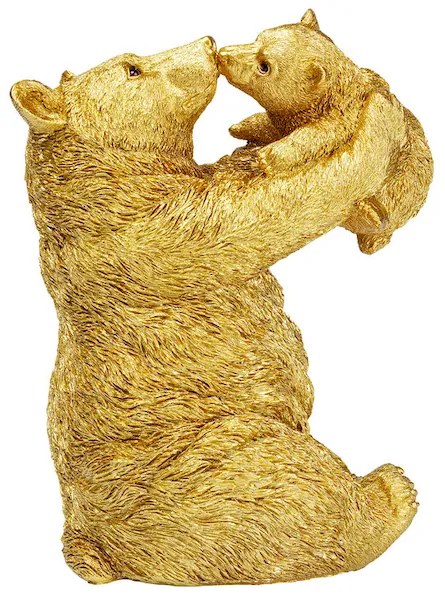 Bear Lucky Mom dekorácia zlatá 27 cm