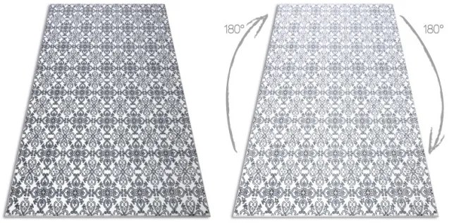 Koberec ARGENT - W4949 Kvety biely / sivý