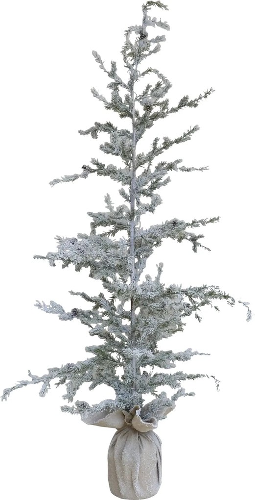 Zasnežený vianočný borovicový stromček v jute a so šiškami Pine Tree - 65*180 cm
