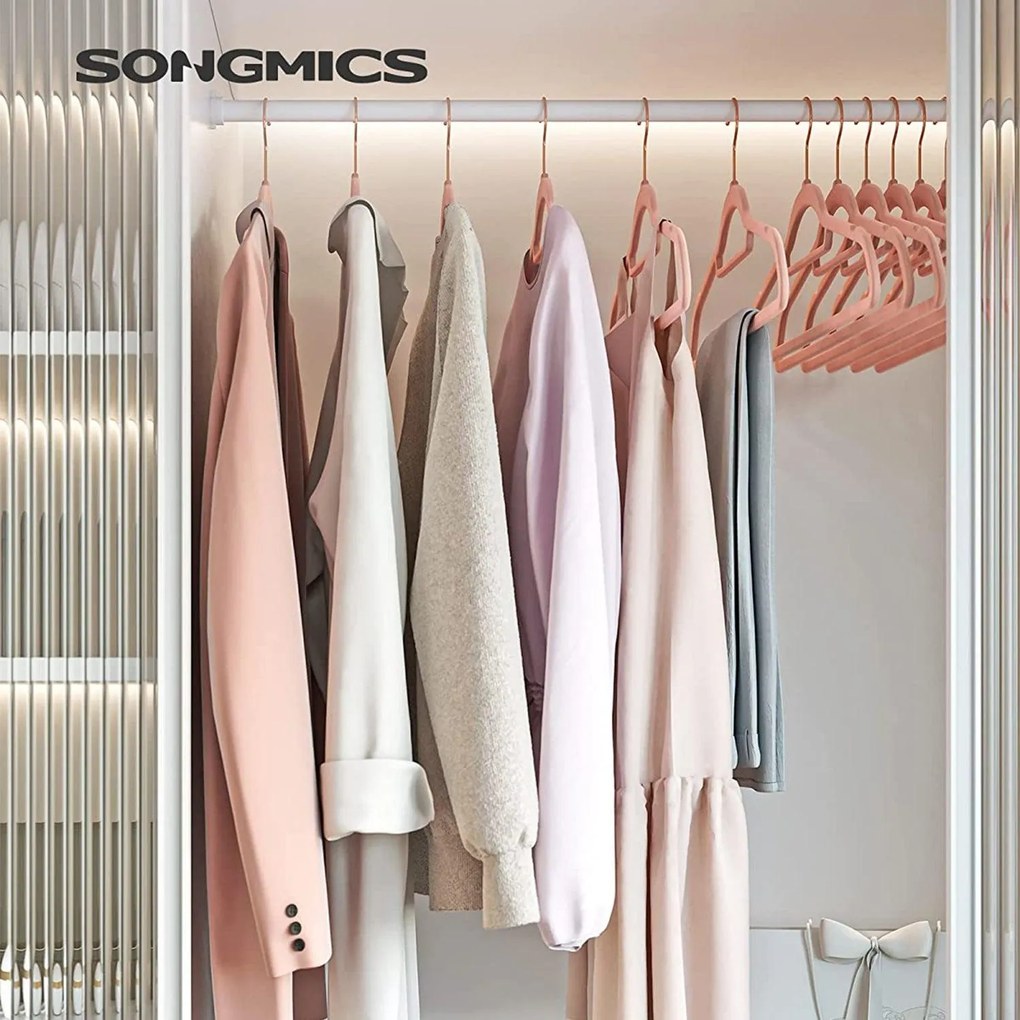 Protišmykové zamatové vešiaky s organizérom na kravaty, 50 ks, rosé gold