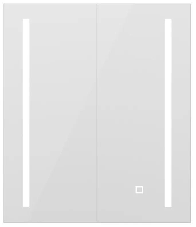 Erga Hana, zrkadlová galérka s LED osvetlením 60x70cm s integrovanou zásuvkou, biela, ERG-V05-HANA-6070-WH