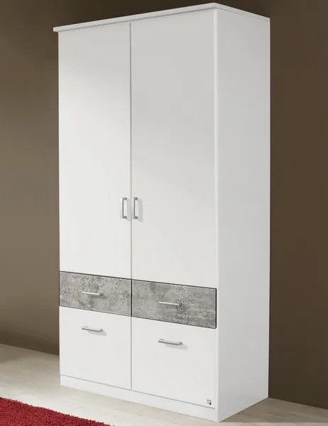 Šatníková skriňa Bremen, 91 cm, biela/šedý beton