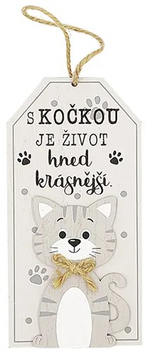 Nekupto Dřevěná cedule S kočkou je život