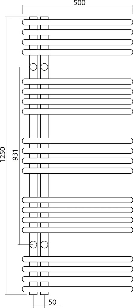 Sapho Sapho, NYMPHA vykurovacie teleso 500x1250mm, čierná mat, LLN125B
