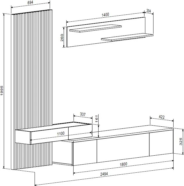 Obývacia stena SOWETO PLUS, biela / dub Artisan