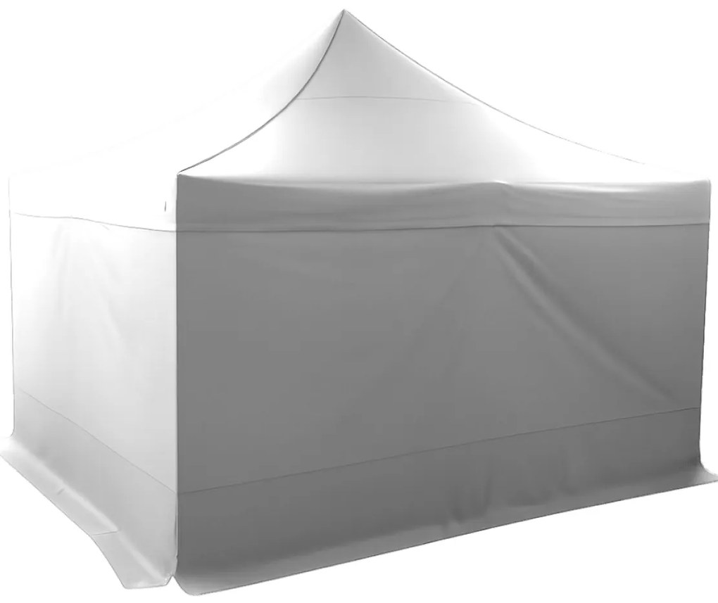 Rýchlorozkladací nožnicový stan 4x4m – oceľový, Biela, 4 bočné plachty