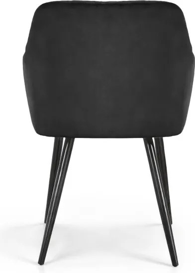 Sada štyroch jedálenských stoličiek VELTO zamatové, čierne / čierne nohy (4 ks)