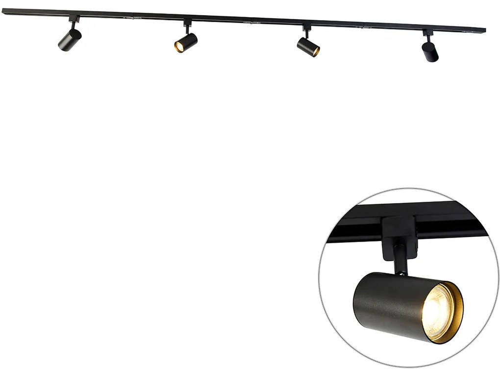 Moderný koľajnicový systém so 4 bodovými svetlami čierny 1-fázový - Iconic Yade