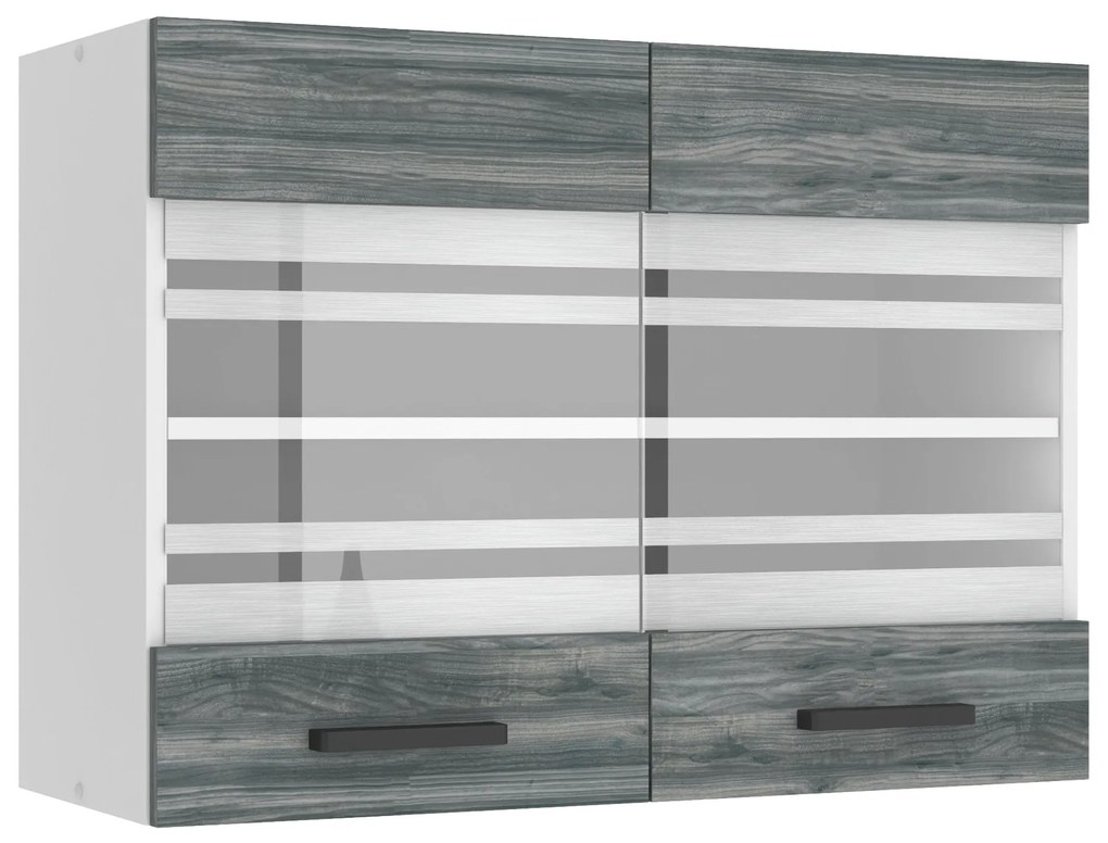 Kuchynská skrinka Belini Premium Full Version horná 80 cm šedý antracit Glamour Wood
