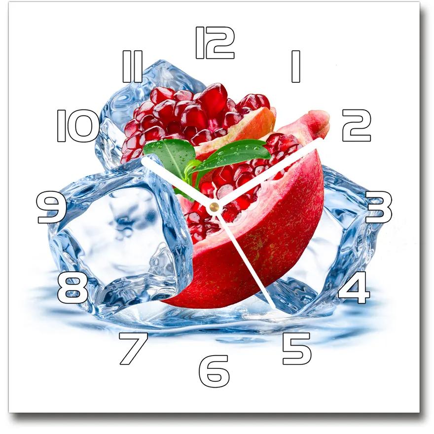 Sklenené hodiny štvorec Granátové jablko s ľadom pl_zsk_30x30_f_62722743