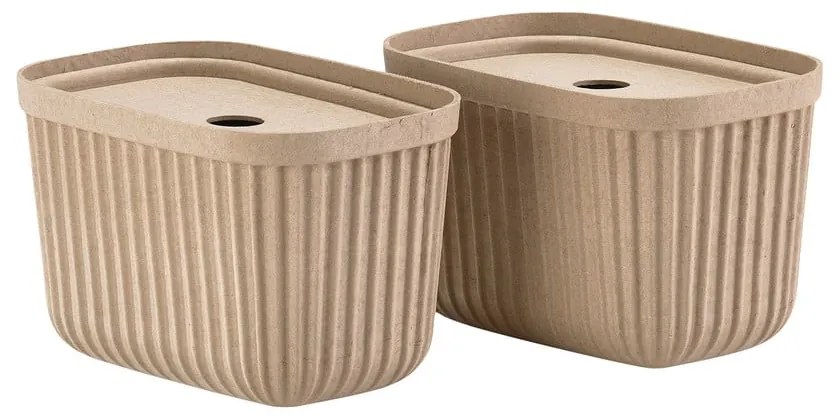 Svetlohnedé úložné boxy v súprave 2 ks s vekom 23x16x20,5 cm Pulp – Zone