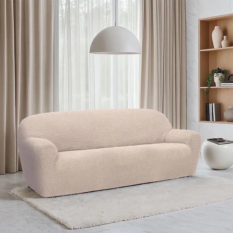 Super strečové poťahy RUBINIA smotanová dvojkreslo (š. 140 - 180 cm)