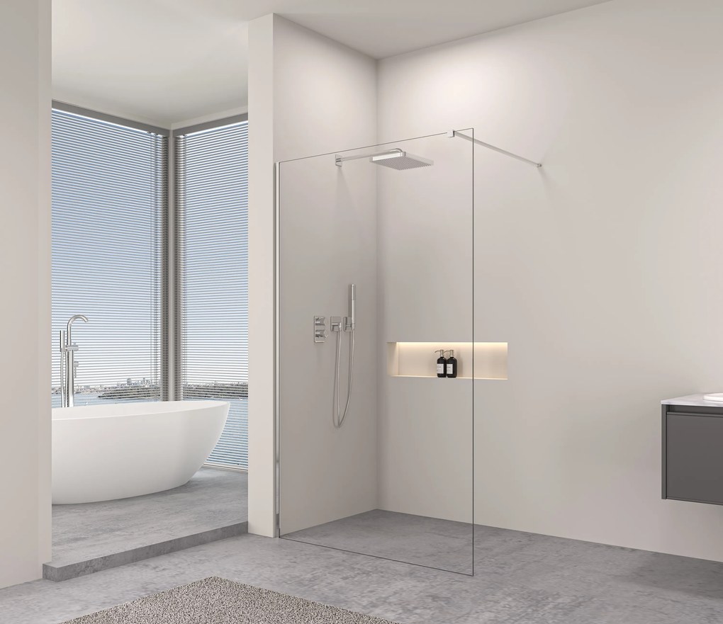 Erga Paris, sprchová zástena Walk-In 80x200 cm, 8mm číre sklo, chrómový profil, ERG-V02-PARIS-080x200-CL-CR