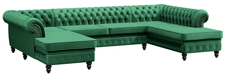 PROXIMA.store - Luxusná sedačka CHESTERFIELD LONG U FARBA NÔH: čierna, DRUH LÁTKY: TORRE - 17, FARBA OZDOBNÝCH ŠPENDLÍKOV: barok