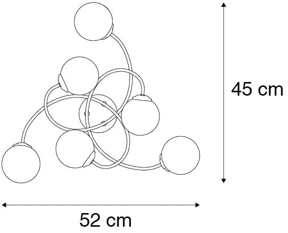 Moderné stropné svietidlo čierne 6-žiarovkové s dymovým sklom - Atény