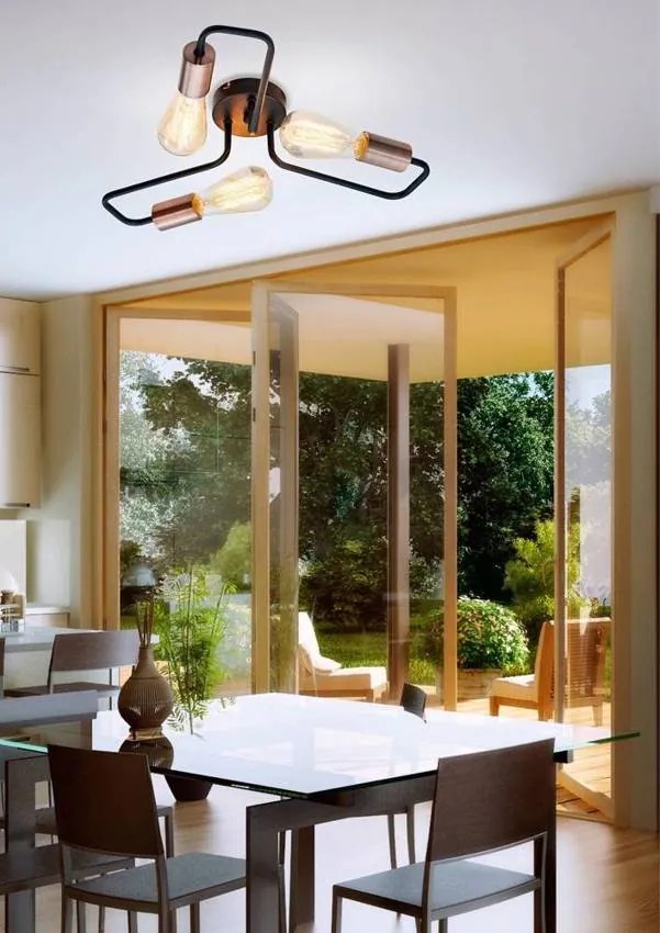 Candellux Čierne stropné svietidlo Herpe pre žiarovku 3x E27 33-66916