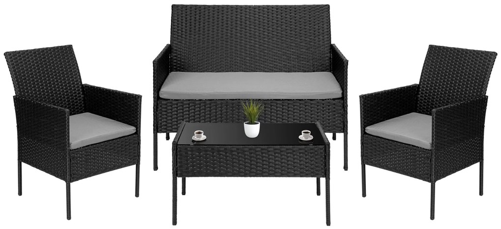 Sada zahradního nábytku MAGNOLIA černá/šedá