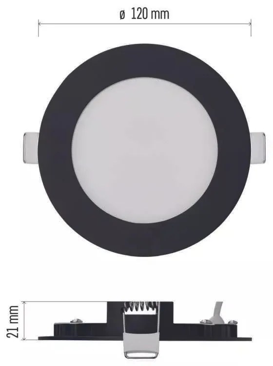 EMOS Čierny vstavaný LED panel guľatý 120mm 7W CCT Premium ZD1323