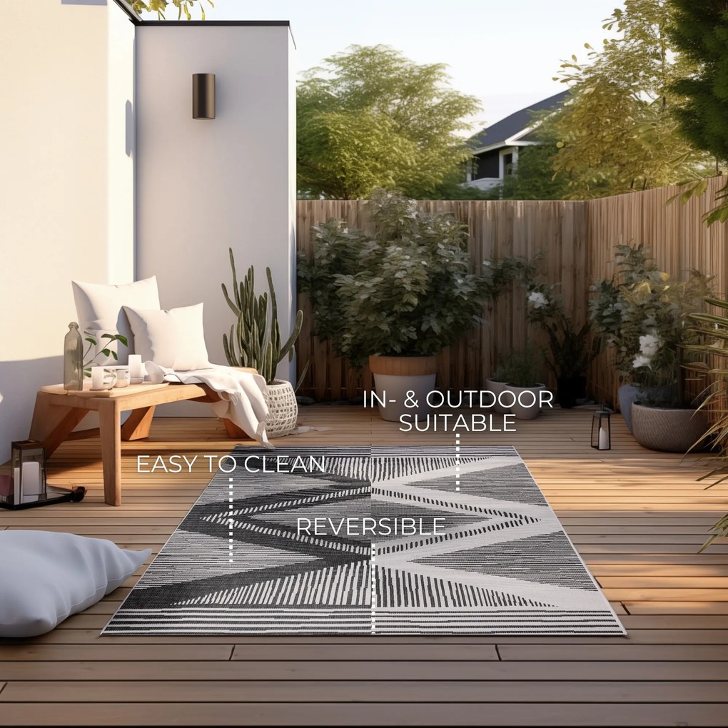 ELLE Decoration, Kusový koberec Gemini 106014 Black z kolekcie Elle – na von aj na doma, 120x170, čiernobiela, chodba / predsieň