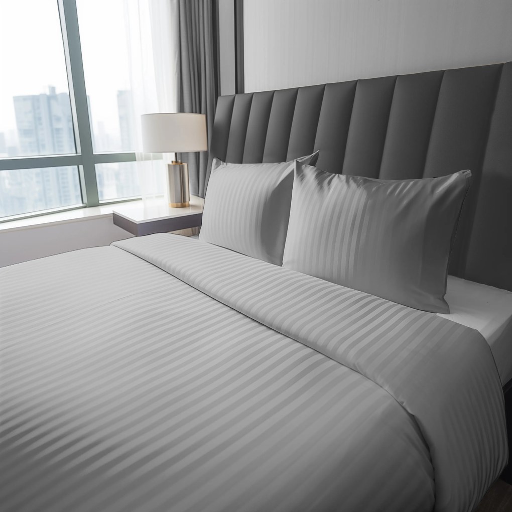 Posteľná obliečka Damašek Svetlosivá 200x220 / 2×70x80 cm – elegantný damaškový vzor, 100% bavlna, zips