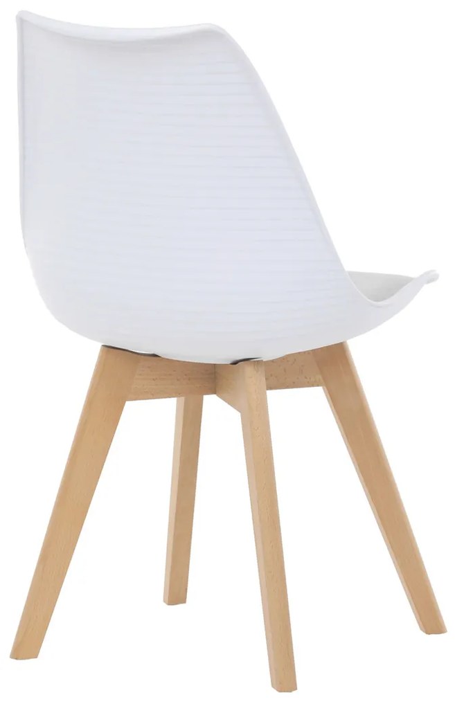 Autronic - Židle jídelní, bílá plastová skořepina, sedák bílá látka, masiv přírodní buk - CT-X7056 WT AKCE