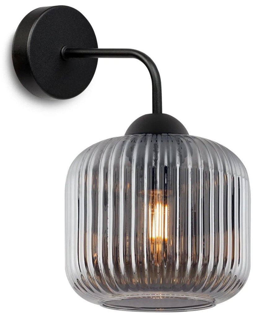 Nástenné svietidlo Riffle, 1x grafitové sklenené tienidlo