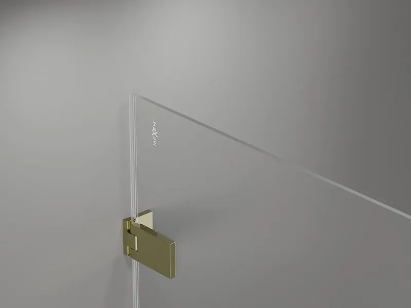 Mexen Lunar-F, 1-krídlový sprchový kút so skladacími dverami, pravý, 95 x 80 cm, 8mm číre sklo, zlatý lesklý profil, 836-095-080-50-00-P