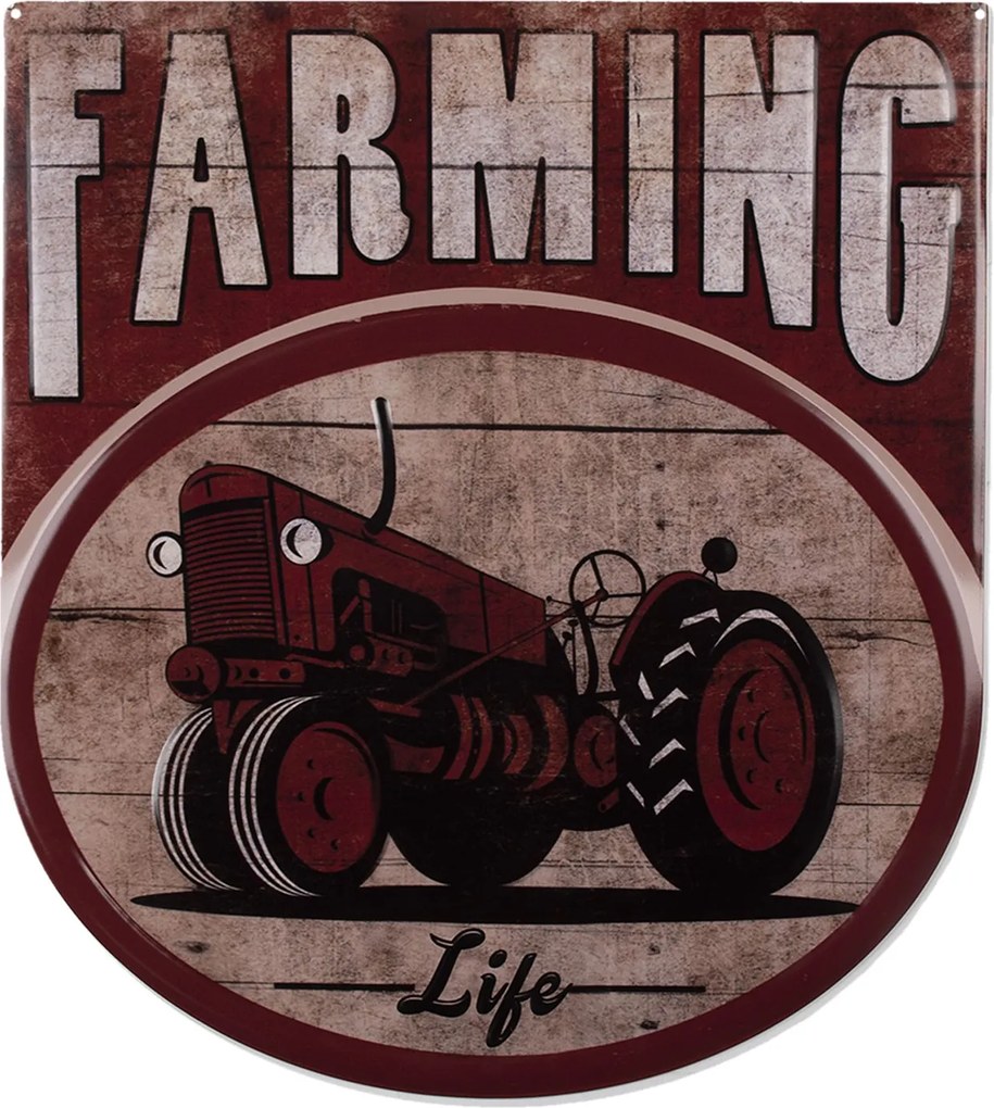 Nástenná kovová ceduľa Farming Life - 50 * 56 cm